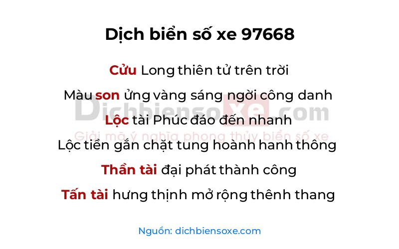 Dịch thơ biển số 97668