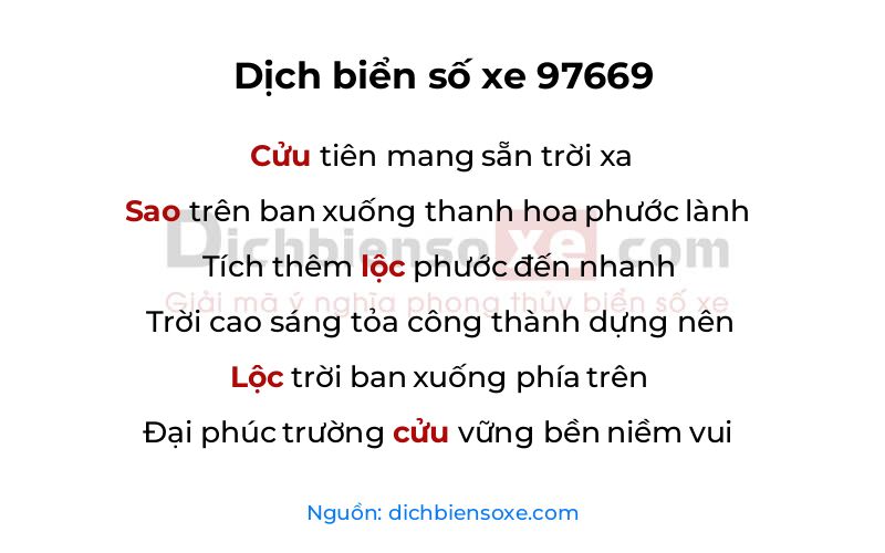 Dịch thơ biển số 97669