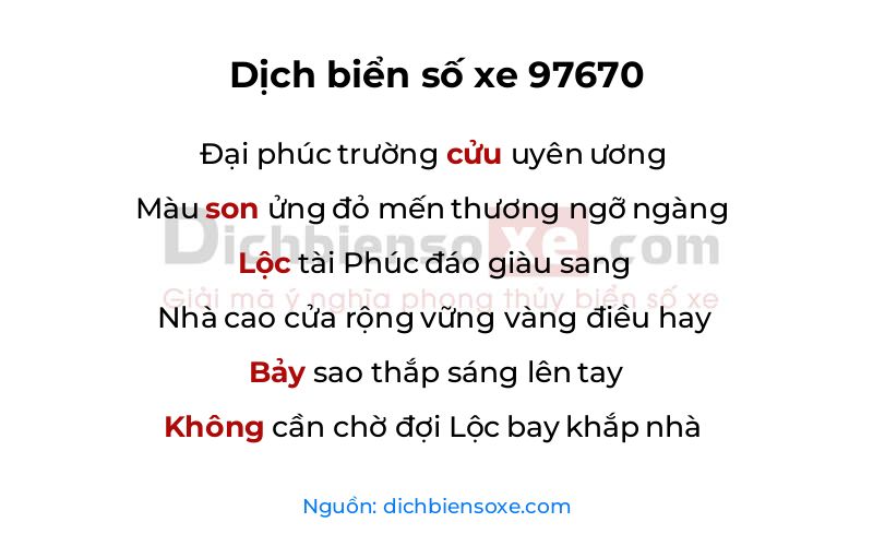 Dịch thơ biển số 97670