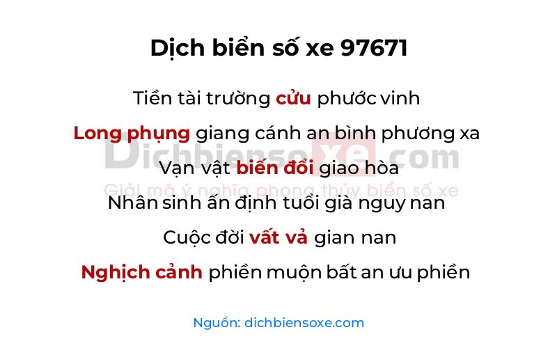 Dịch thơ biển số 97671