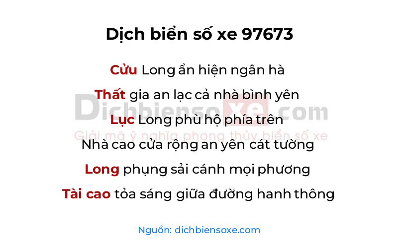 Dịch thơ biển số 97673