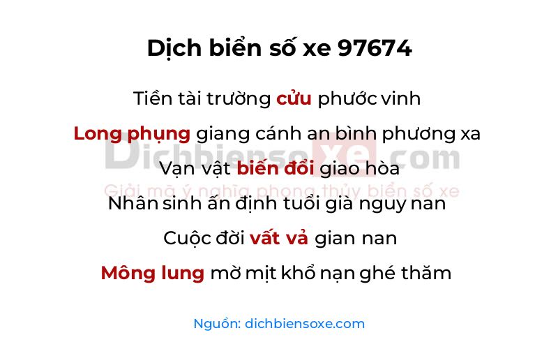 Dịch thơ biển số 97674