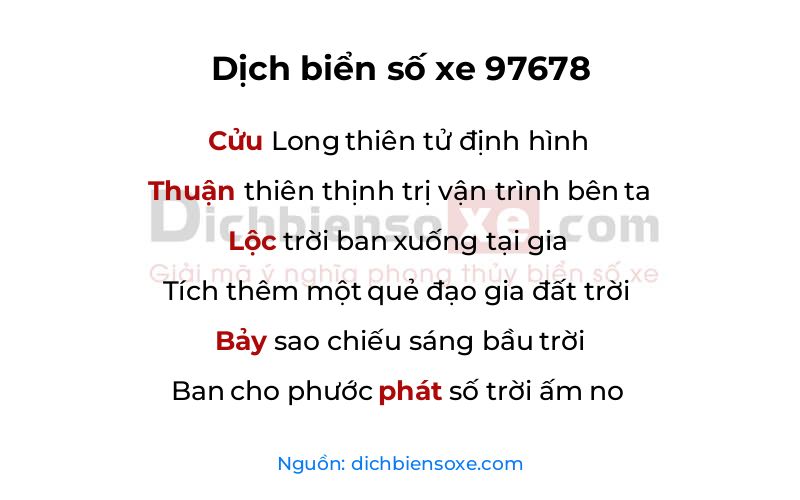 Dịch thơ biển số 97678