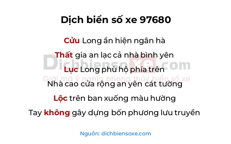 Dịch thơ biển số 97680