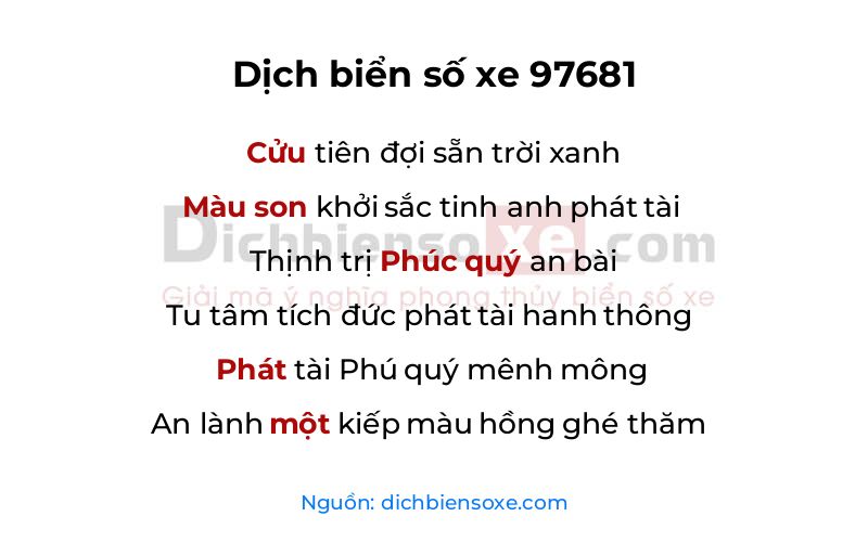 Dịch thơ biển số 97681