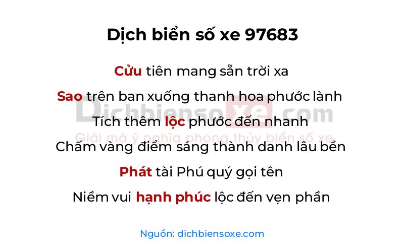 Dịch thơ biển số 97683