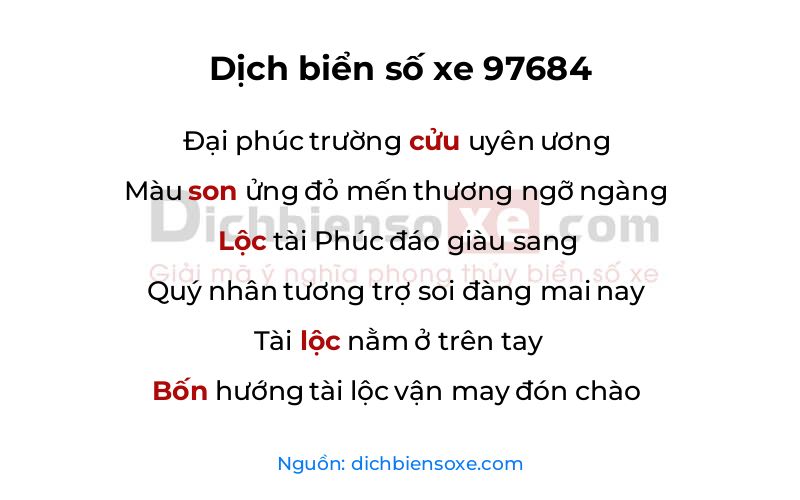 Dịch thơ biển số 97684