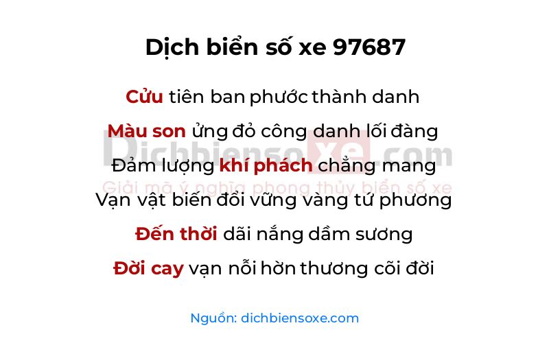 Dịch thơ biển số 97687