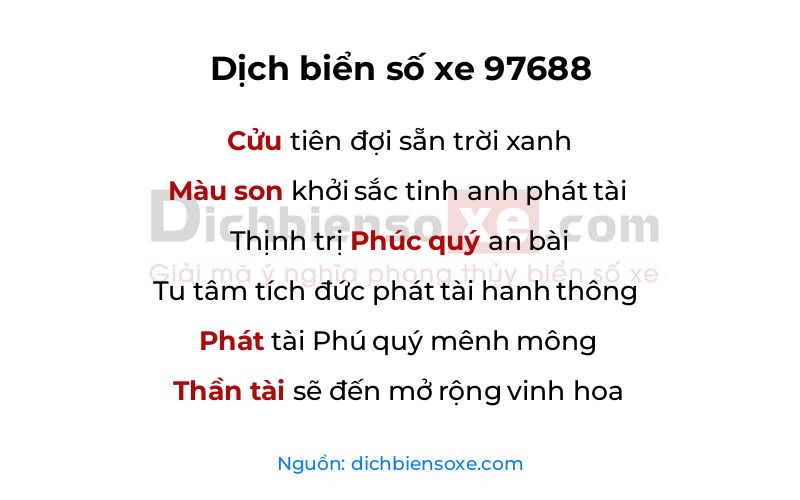 Dịch thơ biển số 97688