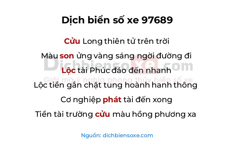 Dịch thơ biển số 97689