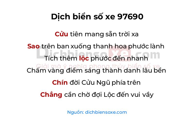 Dịch thơ biển số 97690