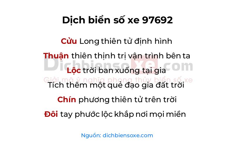Dịch thơ biển số 97692
