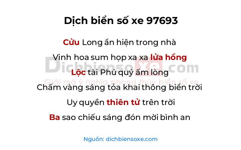 Dịch thơ biển số 97693