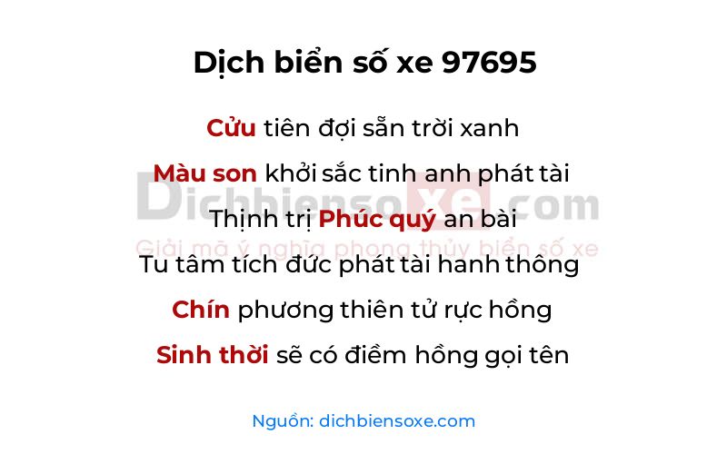 Dịch thơ biển số 97695