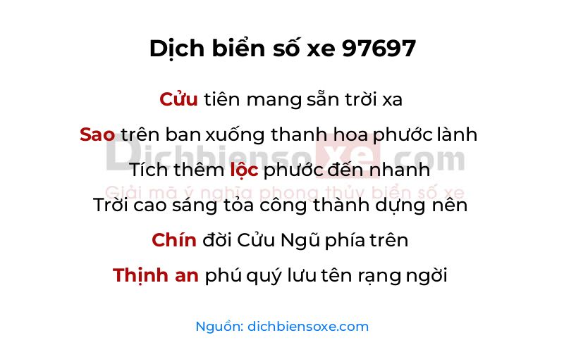Dịch thơ biển số 97697