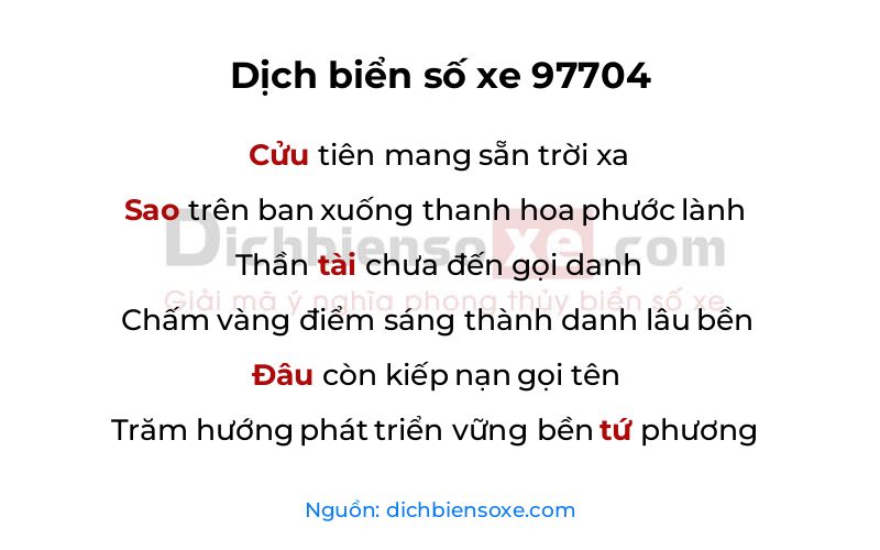 Dịch thơ biển số 97704