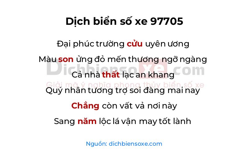 Dịch thơ biển số 97705
