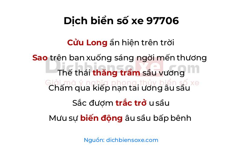 Dịch thơ biển số 97706