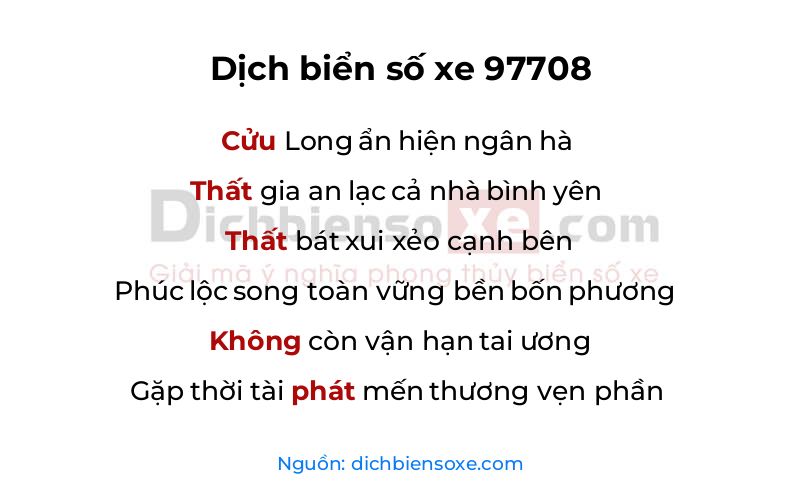 Dịch thơ biển số 97708