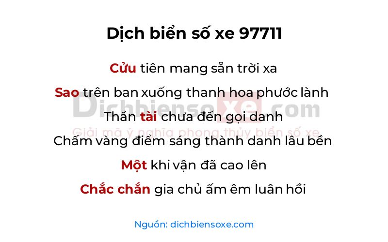 Dịch thơ biển số 97711
