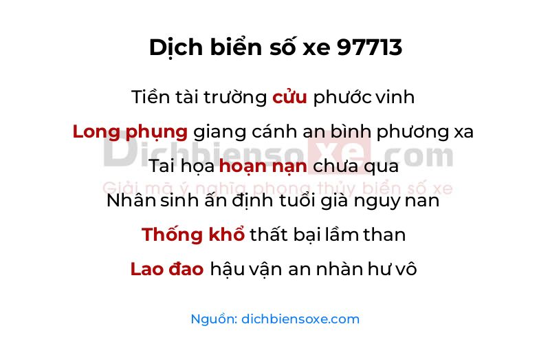 Dịch thơ biển số 97713