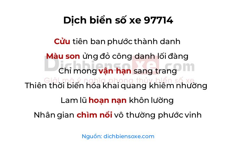 Dịch thơ biển số 97714