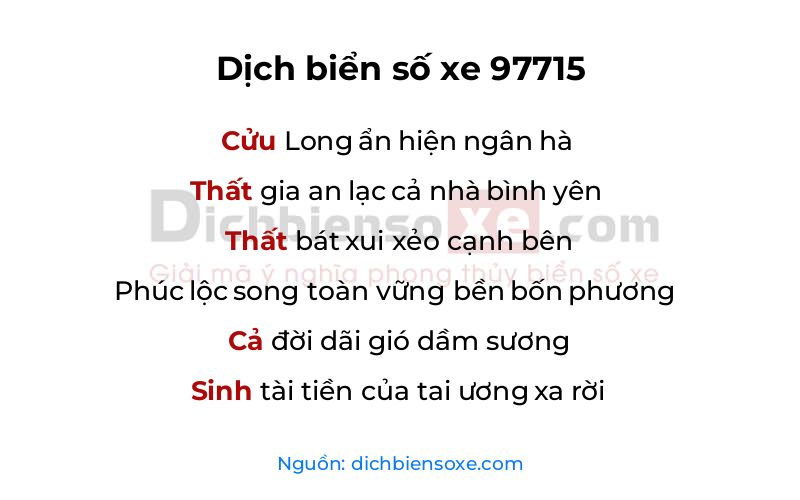 Dịch thơ biển số 97715
