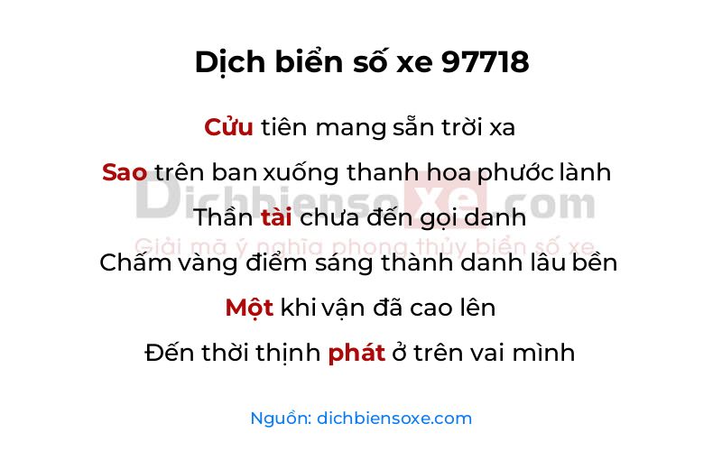 Dịch thơ biển số 97718
