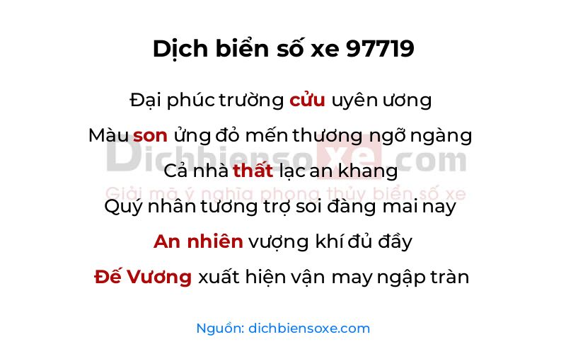 Dịch thơ biển số 97719