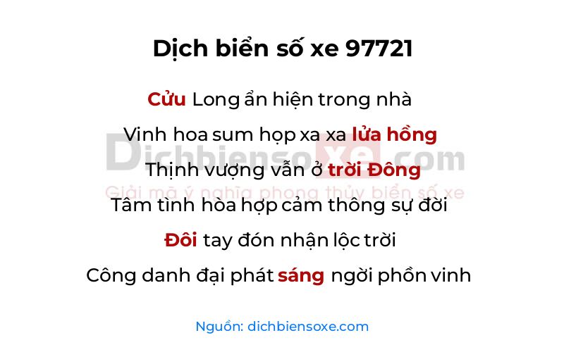 Dịch thơ biển số 97721