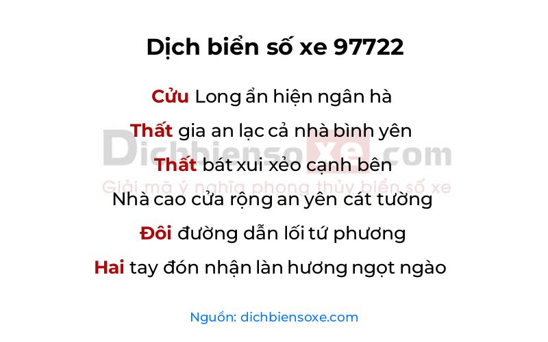 Dịch thơ biển số 97722