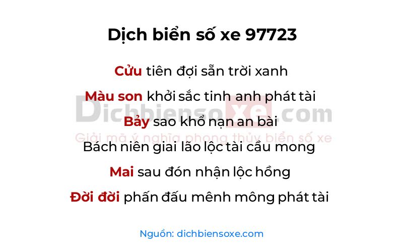 Dịch thơ biển số 97723