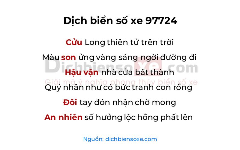 Dịch thơ biển số 97724