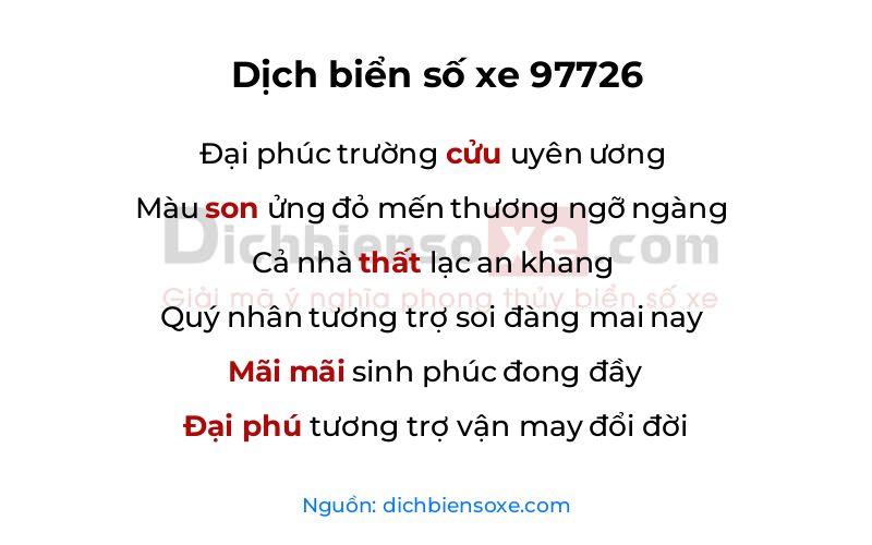 Dịch thơ biển số 97726