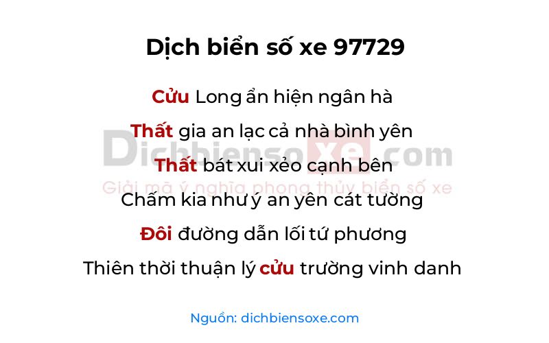 Dịch thơ biển số 97729