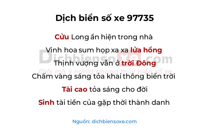Dịch thơ biển số 97735