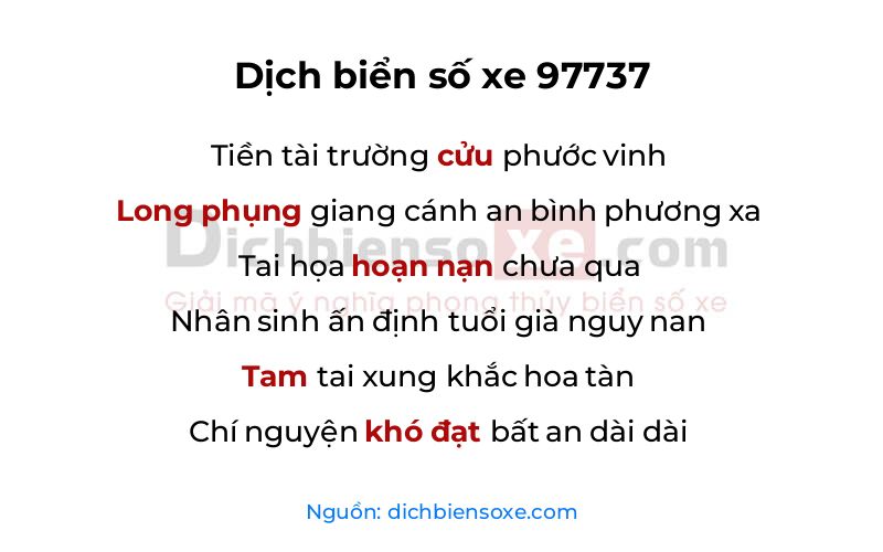 Dịch thơ biển số 97737