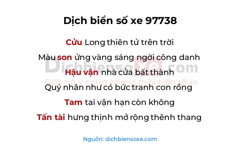 Dịch thơ biển số 97738
