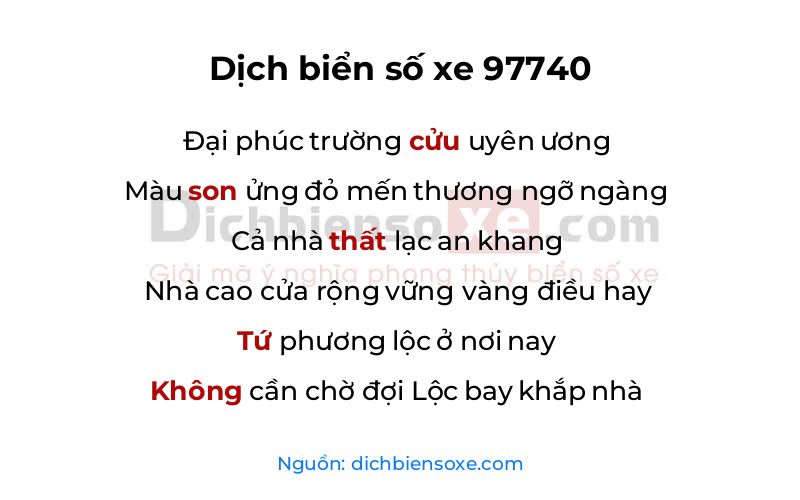 Dịch thơ biển số 97740