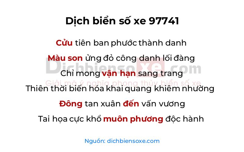 Dịch thơ biển số 97741