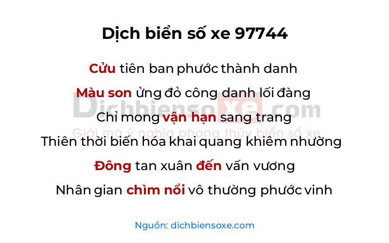 Dịch thơ biển số 97744