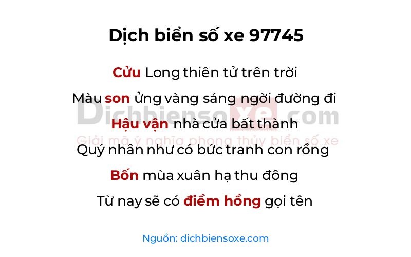 Dịch thơ biển số 97745