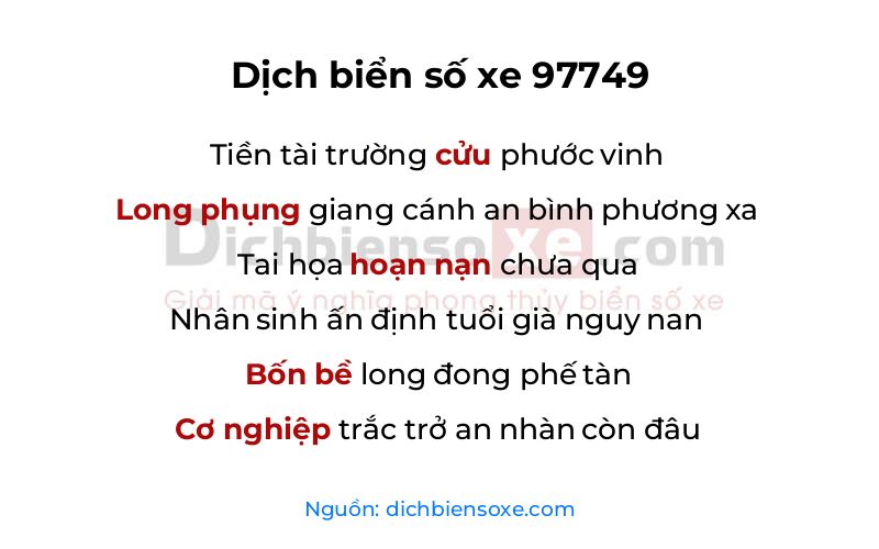Dịch thơ biển số 97749
