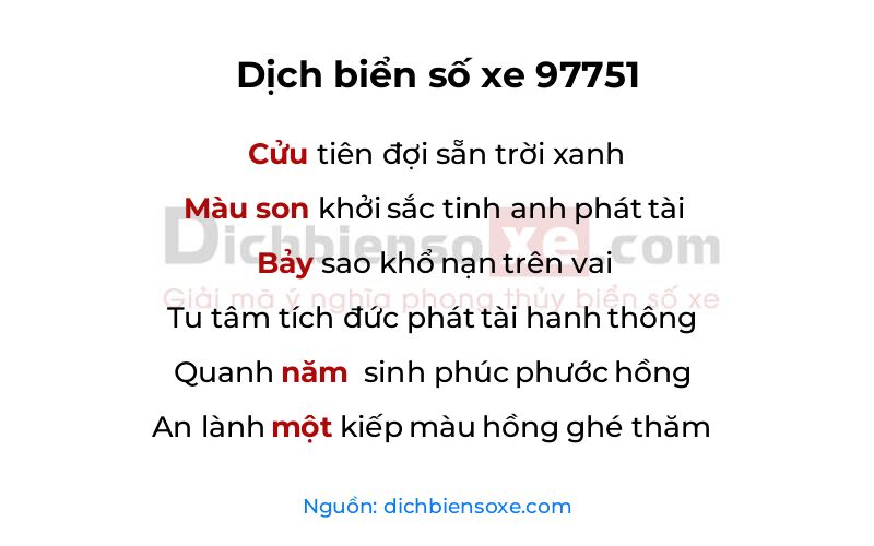 Dịch thơ biển số 97751