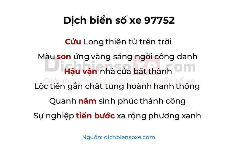 Dịch thơ biển số 97752