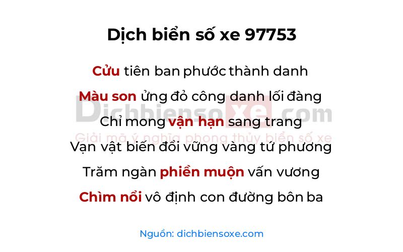 Dịch thơ biển số 97753