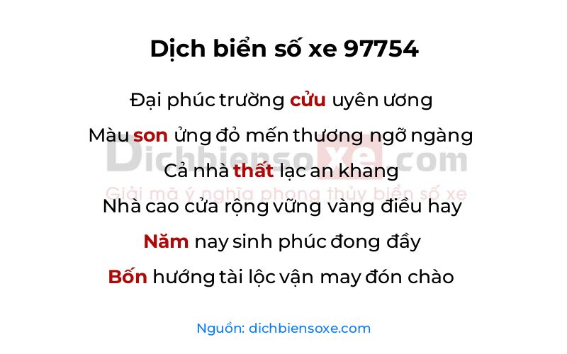 Dịch thơ biển số 97754