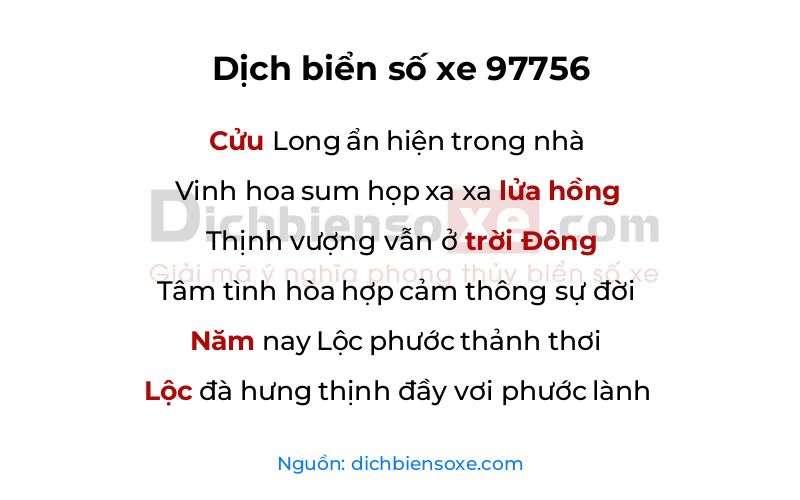 Dịch thơ biển số 97756