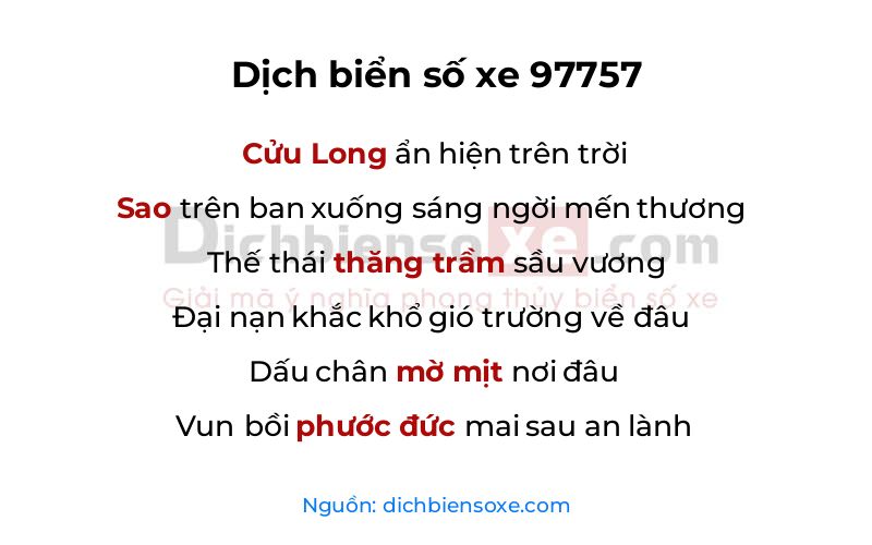 Dịch thơ biển số 97757