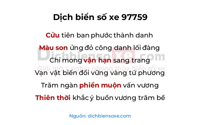 Dịch thơ biển số 97759